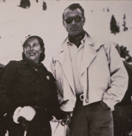 Gary Cooper with unknown woman skiing at Sky Tavern. Source: Bill Henderson, Executive Director of Sky Tavern